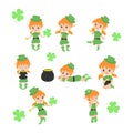 Collection cute little elfs. Design for Patrick day.