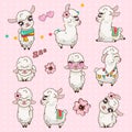 Collection Cute Llama Alpaca Vicuna Set Kawaii