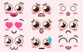 Collection of cute lovely kawaii emoticon emoji Doodle cartoon face , smile , happy , wink , excited , sleepy , chill Royalty Free Stock Photo