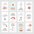 Collection cute Merry Christmas gift cards and set of elements