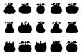 Collection of cute new ghost Halloween pumpkin vector Stock Silhouettes