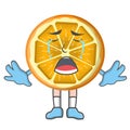 collection of cute slice orange cartoon character with crying and sad expressions. suitable for emoticon, logo