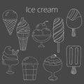 Collection of cute vector hand drawn cartoon ice cream. Royalty Free Stock Photo