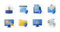 Collection of cybersecurity icons security protection data privacy digital safety technology concepts Royalty Free Stock Photo
