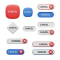 Collection of 3D Cancel Buttons in Various Shapes and Colors close delete Royalty Free Stock Photo