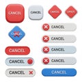 Collection of 3D Cancel Buttons in Various Shapes and Colors delete close Royalty Free Stock Photo