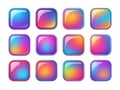 Collection of 3 D glossy squares with vibrant gradient colors arranged in a grid pattern on transparent background Royalty Free Stock Photo