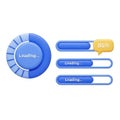 Collection of 3D Loading Indicators and Progress Bars on White Background image photo Royalty Free Stock Photo