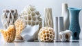 Collection of 3D Printed Sculptures with Organic Geometric Forms Royalty Free Stock Photo