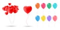 Collection of 3d realistic vector helium balloons red, gold, yellow, purple, blue, green... for birthday, party Royalty Free Stock Photo