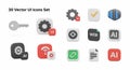 3D Vector UI Icon Set Royalty Free Stock Photo