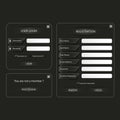 Collection dark log in and register web screen template