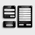 Collection dark login and register web screen design template