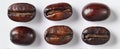 The Collection of Dark Roasted Coffee Beans on a White Background.AI generated image Royalty Free Stock Photo