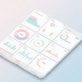 Collection of data visualization interfaces featuring pie charts, bar graphs, and line Royalty Free Stock Photo