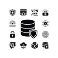 Database Security, VPN and Data Protection Icons Set Isolated on White Royalty Free Stock Photo