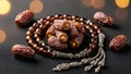 Dates and Prayer Beads Arrangement Royalty Free Stock Photo
