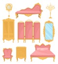 Collection decor element for living room. Princess furniture. Royalty Free Stock Photo