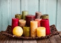 A collection of decorative candles