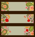 Collection of decorative autumnal banners with paisley Royalty Free Stock Photo