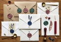 A collection of decorative envelopes arranged Royalty Free Stock Photo