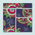 Collection of decorative floral greeting cards Royalty Free Stock Photo