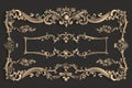 A collection of decorative gold frames against a dark backdrop, ideal for use in design or photography projects Royalty Free Stock Photo