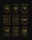 Decorative golden frames in vintage style. Art Deco. Creative geometric templates with place for text. Elegant vector