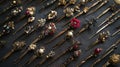 A collection of decorative hairpins with various designs and embellishments Royalty Free Stock Photo