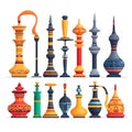 Collection of Decorative Hookah Bases and Shishas Royalty Free Stock Photo