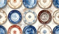 Collection of Decorative Plates on Display, Vintage Wall Decor Royalty Free Stock Photo