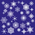 Collection of decorative snowflakes set, winter, frost vector illustration sketch Royalty Free Stock Photo