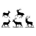 collection of deer silhouettes vector art Royalty Free Stock Photo