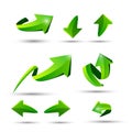Collection of defference 3D green shine arrow vector