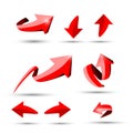 Collection of defference 3D red shine arrow vector Royalty Free Stock Photo