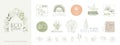 Collection of delicate hand drawn logos and icons of organic food farm fresh and natural products elements collection for food Royalty Free Stock Photo