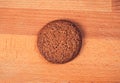 Collection of delicious chocolate cookies isolated on the beige background.