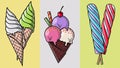 A collection of delicious and fresh ice cream illustrations in one frame.