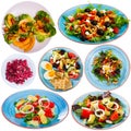Collection of salads isolated on white Royalty Free Stock Photo