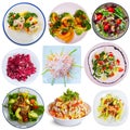 Collection of salads isolated on white Royalty Free Stock Photo