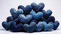 Collection of Denim Hearts in Various Shades Royalty Free Stock Photo