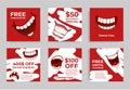Collection of dental care poster with place for text vector flat dentistry clinic treatment offer