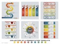 Collection of 6 design colorful presentation templates. EPS10. Set of infographics design vector and business icons. Royalty Free Stock Photo