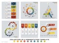 Collection of 6 design colorful presentation templates. EPS10. Set of infographics design vector and business icons. Royalty Free Stock Photo