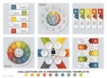 Collection of 6 design colorful presentation templates. EPS10. Set of infographics design vector and business icons. Royalty Free Stock Photo