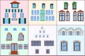 Set of different windows isolated on color background.