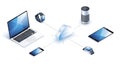 A collection of devices connected to a cloud storage system for seamless data synchronization Royalty Free Stock Photo