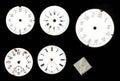 Collection. The dial of the old clock. enamelled discs manual and pocket watches. Royalty Free Stock Photo