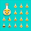Collection of difference emoticon bottle test tube chemical lab