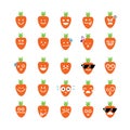 Collection of difference emoticon icon of carrot on the white ba